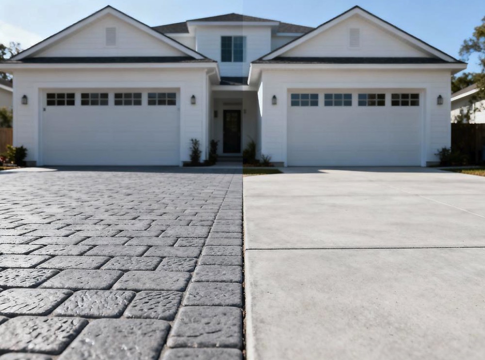 Concrete and paver driveway comparison for Jacksonville homeowners